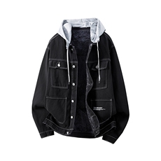 JK668J加绒-P95-限138M-5XL羊羔毛连帽外套牛仔棉服大码座山雕，男装棉衣，星座116