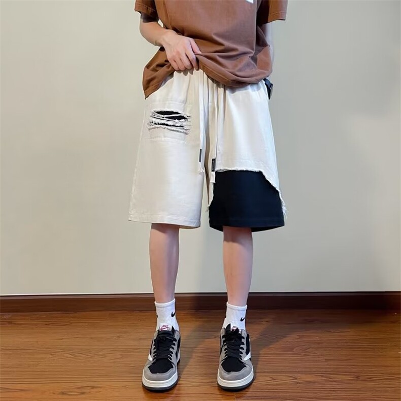 工装短裤男士夏季潮牌宽松日系大码休闲男款美式复古五分裤子,男装休闲裤,星座716-3