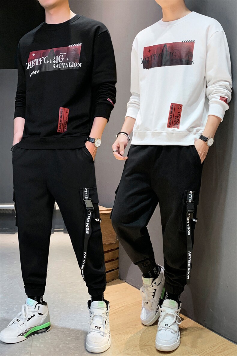 春秋新款男士卫衣ins潮流百搭宽松秋装两件套套装DS988T,男装卫衣,电商A102