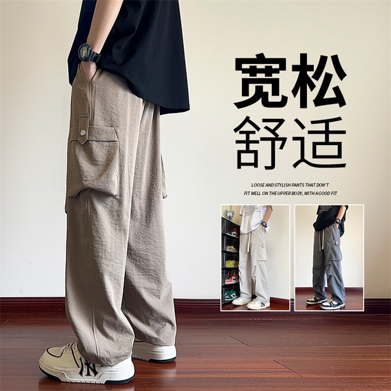 直播数据款 春季新款大口袋伞兵裤宽松直筒休闲裤工装裤 K515-P42图片