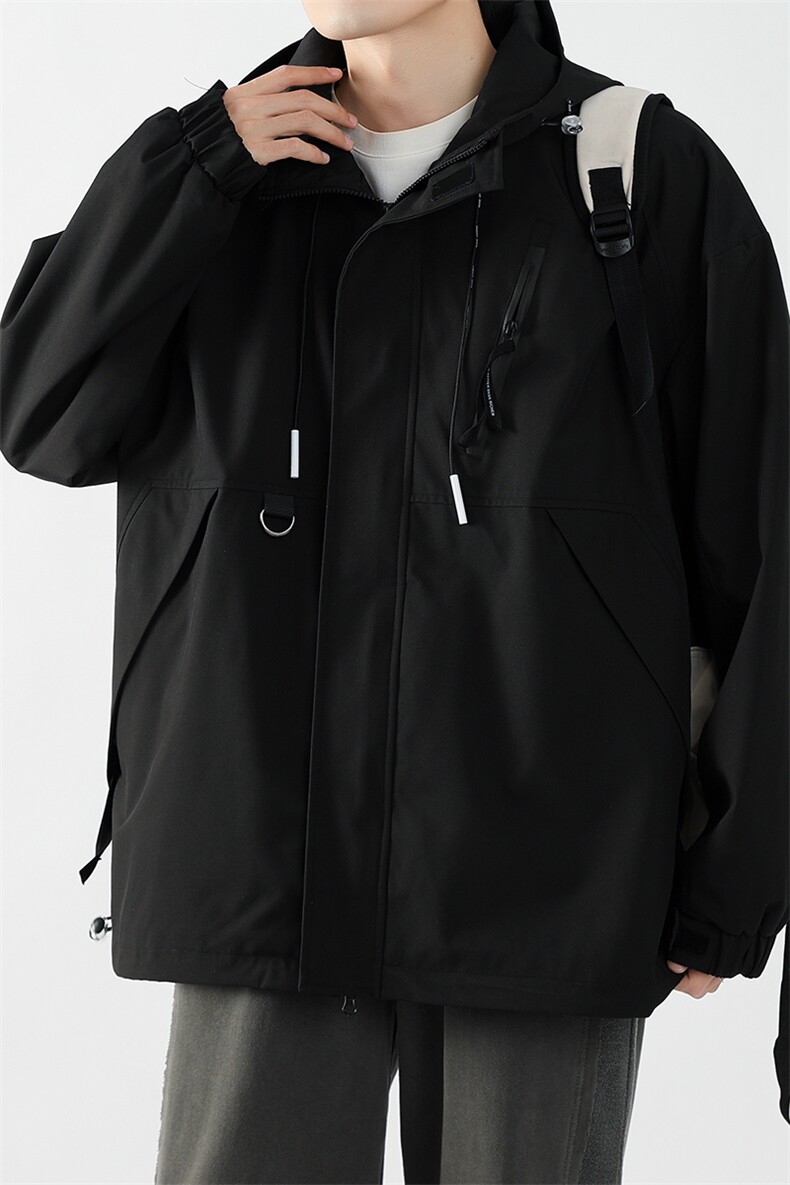 春秋新款男士宽松工装连帽夹克防风防水冲锋衣JK8303-P65,男装夹克,电商B306