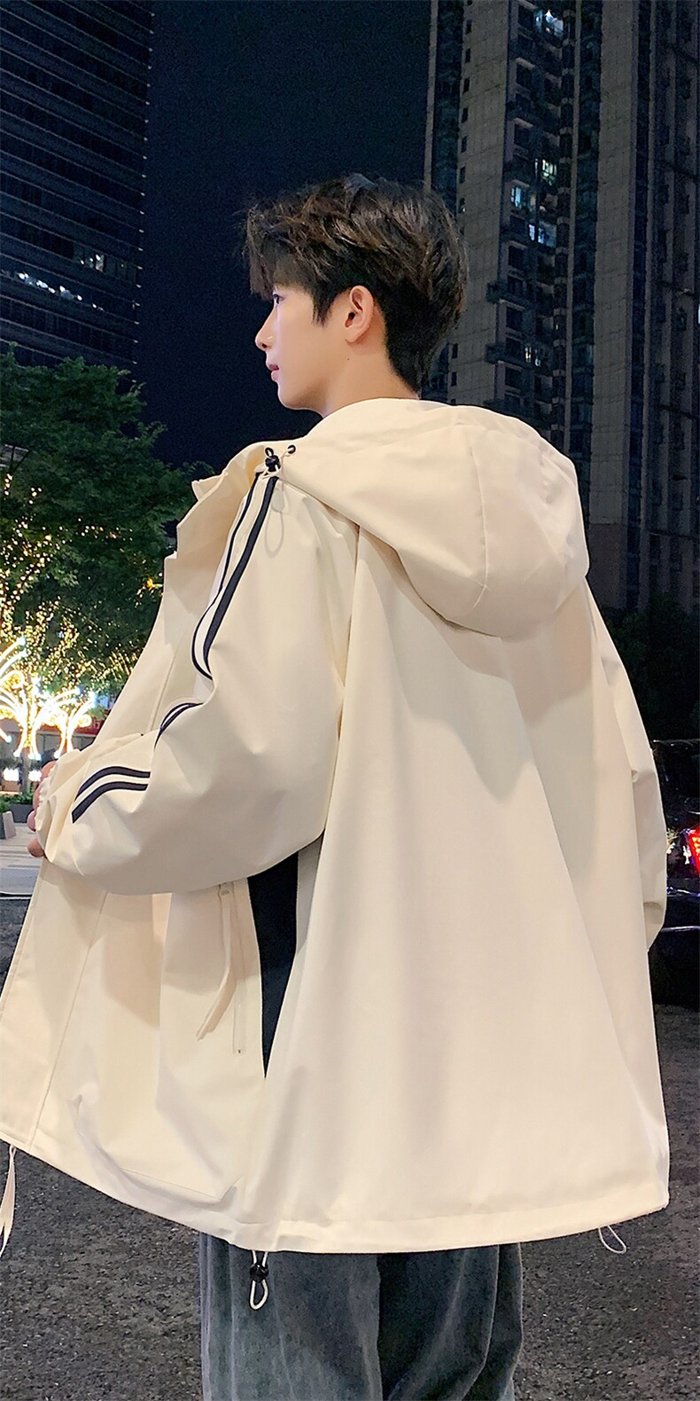 港风上衣拼接多拉链夹克宽松落肩拼色冲锋衣外套JK832P78,男装夹克,星座1204-3