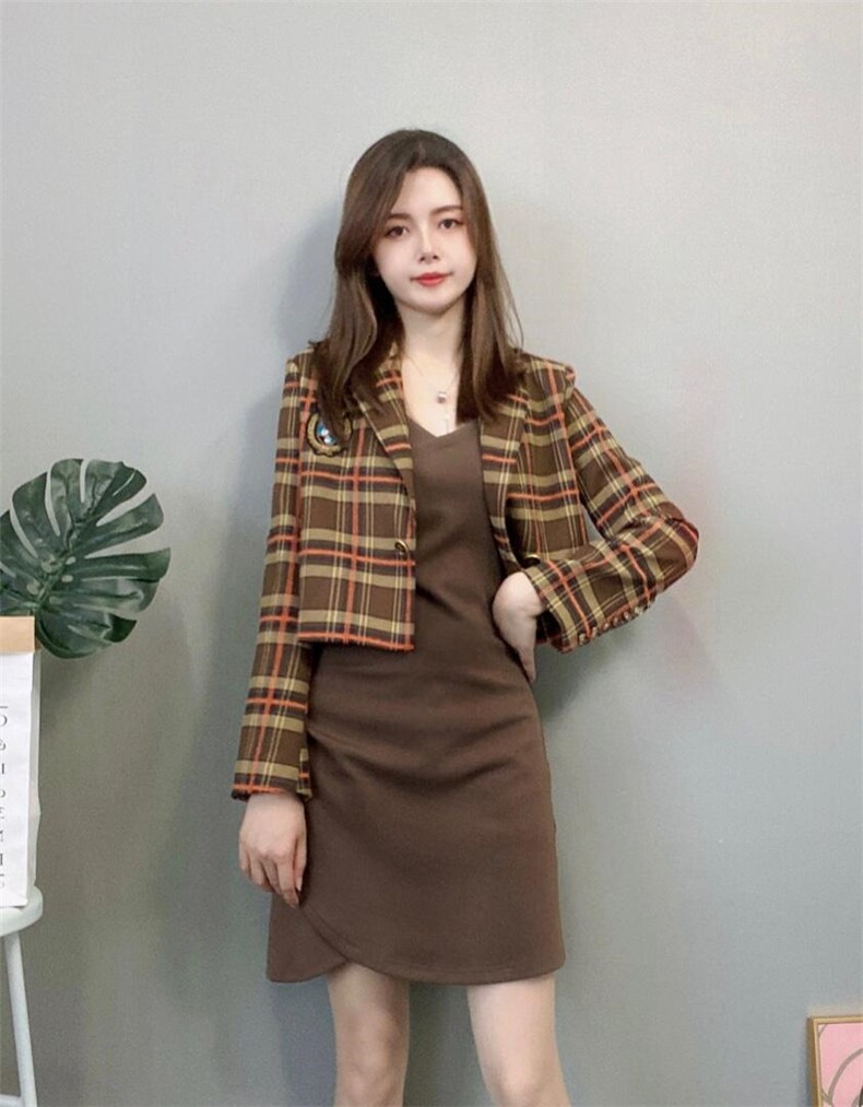 2021秋季新款西装连衣裙两件套两个色,女装西装,中广青青