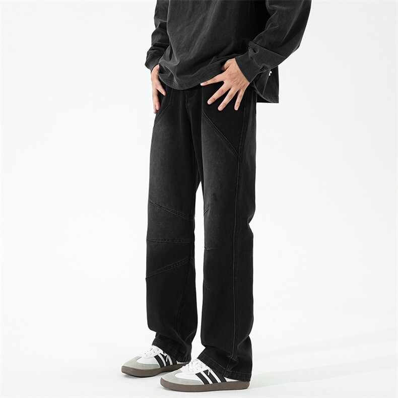 秋季新款半松紧腰拼接牛仔裤直筒B342-K9023-特P50控78,男装牛仔裤,电商B342