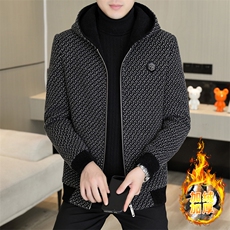 冬季男士加棉加厚连帽修身潮流百搭毛呢外套男D51P155控238，男装毛呢大衣，电商B226