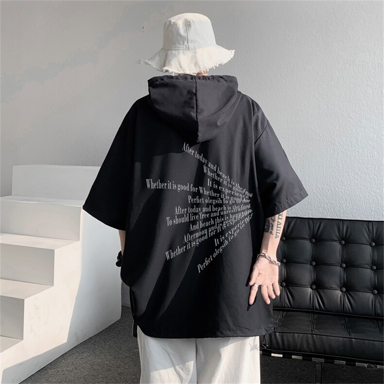 DSA028-MQA2332P38夏季复古潮牌连帽工装短袖男百搭休闲卫衣,男装T恤,电商A028