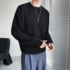 盗图ins高级慵懒袖口开叉宽松毛衣百搭纯色线衣M25/P70降！，男装针织衫/毛衣，电商A243
