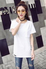 修身短袖2021年夏季纯色时尚百搭韩版简约T恤，女装T恤，秀美人生