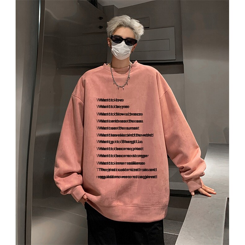 抖音得物供货提供视频秋冬重磅美式麂皮绒圆领卫衣JY323,男装卫衣,电商A486