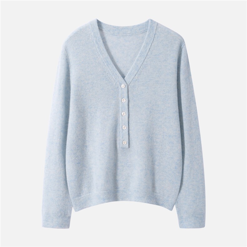 康宝莱纱线~75%山羊绒25%桑蚕丝毛衣女V领针织衫宽松前排扣毛衣，女装羊绒衫，启东羊绒