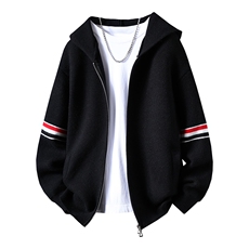 【抖音得物】2025秋季时尚毛衣针织开衫连帽男士宽松长袖，男装针织衫/毛衣，电商A113