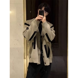 毛衣男士宽松慵懒风毛线衫ins个性休闲V领针织衫开衫外套 M773图片