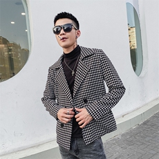 社会风秋翻领修身百搭时尚豹纹西装夹克B297-2811-P88控108，男装夹克，电商B297