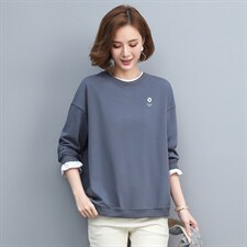 2021春款新款简约纯色拼接舒适圆领上衣，女装T恤，悦见她