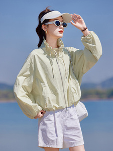 清新绿色防晒衣女款夏季2025新款韩版宽松休闲轻薄透气防晒服外套图片