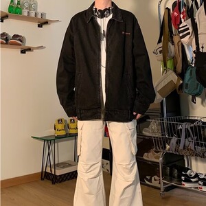 J3360-P128 美式潮牌字母刺绣水洗牛仔外套男女同款春秋季宽松图片