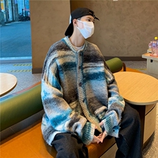 日系慵懒风条纹毛衣开衫男女春秋新款软糯针织衫外套冬季YM54-p58，男装针织衫/毛衣，星座1008