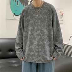 改扎染麂皮绒长袖T恤款【现货】C403A-T88-特P18加绒-特P28，男装T恤，电商C403A
