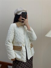 独屿灯芯绒拼接羽绒服90白鸭绒现货，女装羽绒服，独屿