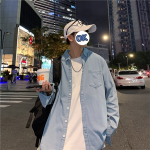 衬衫男长袖韩版潮流痞帅工装衬衣港风潮牌宽松休闲外套CS980-P45图片