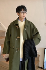 秋冬季港风中长款毛呢大衣男韩版牛角扣痞帅外套812-1-2206-P128，男装毛呢大衣，星座812