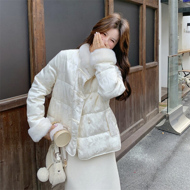 2025年冬季新中式短款羽绒服50白鸭绒RF2C290-7801#-P295-K399,女装羽绒服,蝶眷