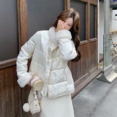 2025年冬季新中式短款羽绒服50白鸭绒RF2C290-7801#-P295-K399，女装羽绒服，蝶眷