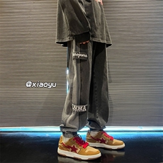XZ616秋季新款宽松百搭工装贴标束脚牛仔裤TY409P55控68，男装牛仔裤，星座512A（原616）