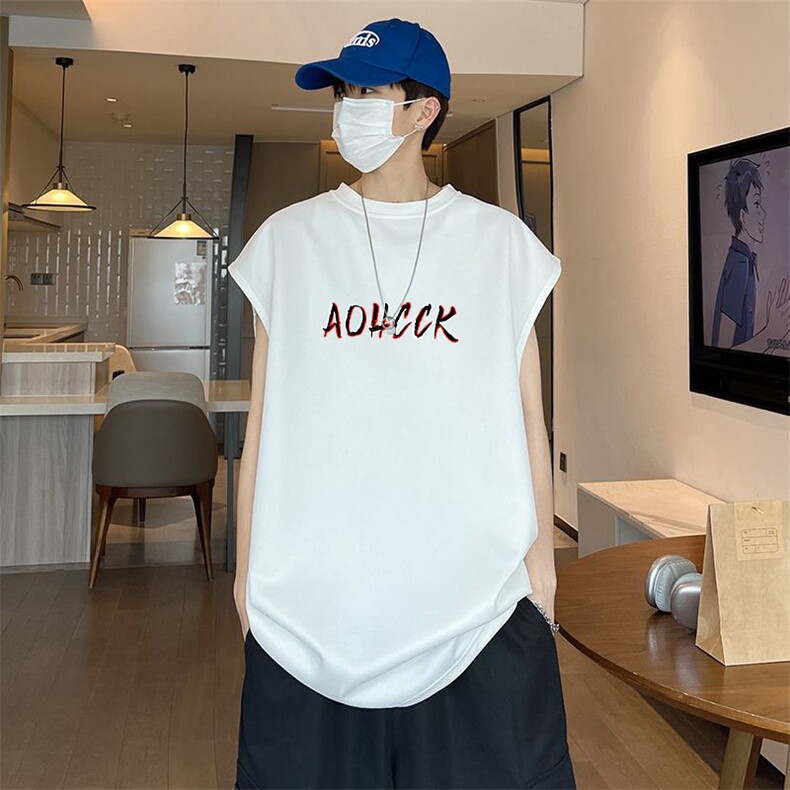 可设48小时发货支持抖音得物来样二开240克重磅美式麂皮绒背心t恤，男装T恤，电商A486