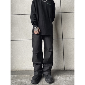 B221 美式ins街头hiphop刺绣宽松褶皱休闲裤子 LK23123-P60 控78图片