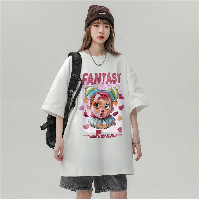 中性风23新款夏季百搭纯棉卡通印花潮牌短袖T恤T6078P25控38,男装T恤,电商A268