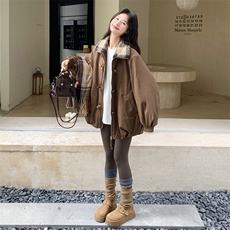 【现】【货】牛角扣羊羔毛拼接派克服外套2C158-6020-P205-K298，女装棉衣/棉服，2C158