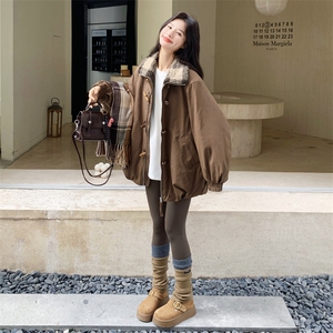 【现】【货】牛角扣羊羔毛拼接派克服外套2C158-6020-P205-K298图片