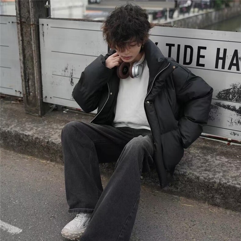 (网络图慎用有大货)休闲纯色PU皮加厚立领机车棉服313B-Y666-P70,男装棉衣,星座313B