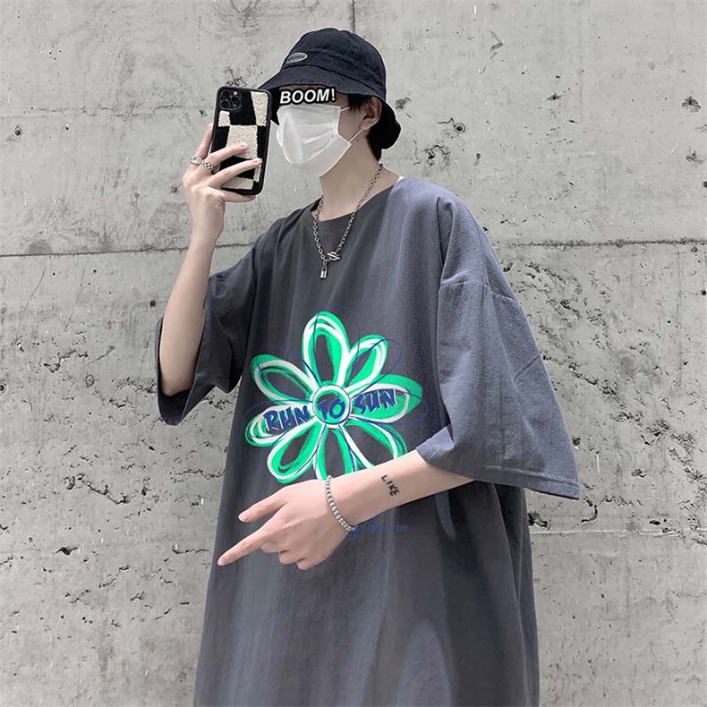 YT26170-P30亚短袖t恤男大码五分袖男宽松七分袖港风模特,男装T恤,电商A040