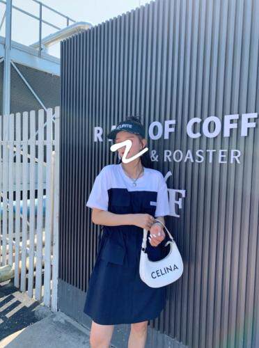 夏季新款韩版拼接连衣裙，女装连衣裙，红头发儿