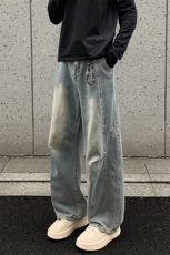 2025秋季新款外景美式拼接弯刀牛仔裤M-5XLGK25990-特P45，男装牛仔裤，电商A022