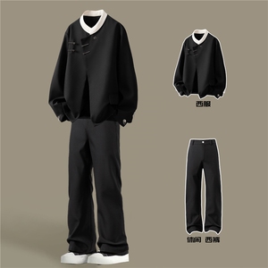 拼色西服95%绦纶5%氨纶M-5XL大码 XF77951特P65控98 西裤78151P45图片