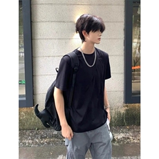 高级感褶皱重磅t恤男款夏季美式正肩cleanfit小领口半袖短袖上衣，男装T恤，星座1213
