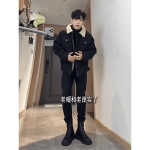 现货加绒牛仔棉服男冬季棉衣外套羊羔绒翻领夹克毛领MY1089-P110图片