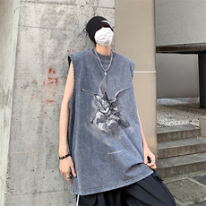 XZ514-2-1287-P38美式人像印花水洗做旧夏无袖背心/马甲/坎肩，男装背心/马甲，星座514-2(原B239)