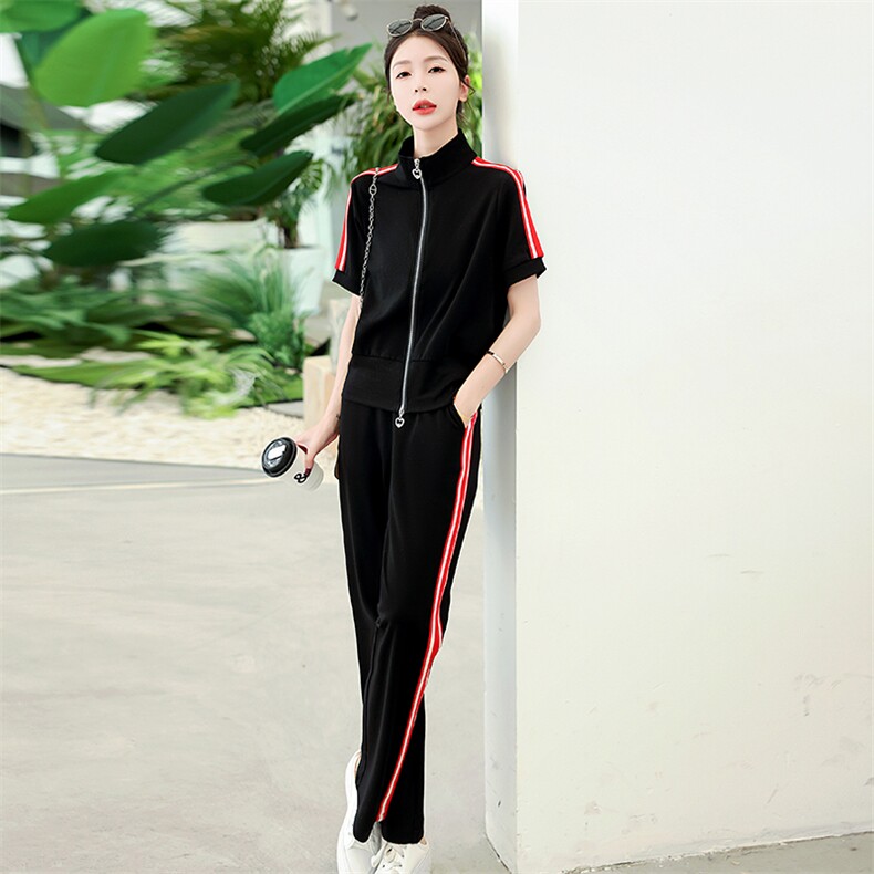 小俪自制大码女装【缎面运动套装】仿醋酸抗皱户外休闲夏两件套，女装套装/套裙，星期衣