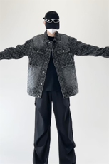 潮流做旧磨毛大码男女拼色牛仔外套夹克J8813-P65【特价】，男装工装外套，电商A007