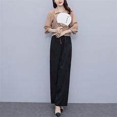 芷墨新款时尚复古俩件套套装中式盘扣上衣裤子套装改良日常汉服女，商品下架区，芷墨服饰