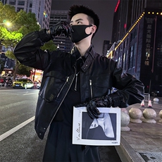 男士皮夹克外套春秋新款设计感立领软皮外套P8808-P128，男装夹克，电商A368