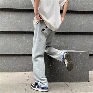 2023夏季街头复古牛仔裤男直筒宽松ins潮牌美式高街裤子NK481P40,男装牛仔裤,星座1116-2