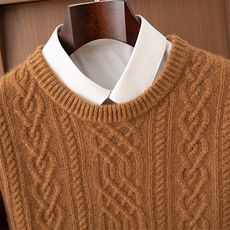 2025年秋季新款老钱风加厚圆领针织男士羊绒衫时尚休闲通勤百搭，男装羊绒套衫，鼎坤羊绒