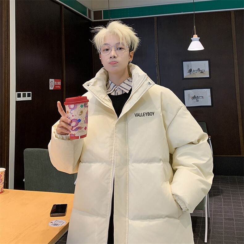 港风羽绒棉服男生冬季加厚保暖面包服青少年宽松大码立领棉衣外套图片