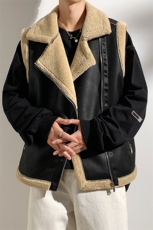 f翻领日系坎肩皮衣马甲加绒加厚男女冬季宽松休闲外套D011-P88，男装皮衣，星座717