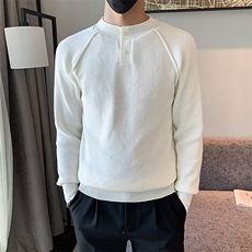 秋冬纯色休闲厚款毛衣男套头提花细条亨利领打底针织衫S581，男装针织衫/毛衣，星座1116A-2（原606A-1）